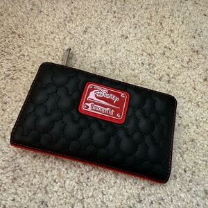 NWOT Loungefly Disney Black and Red Quilted Wallet